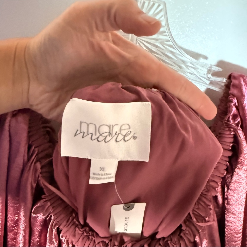 Anthropologie Satin Off-Shoulder Mini Dress in Dusty Rose - Picture 5 of 7